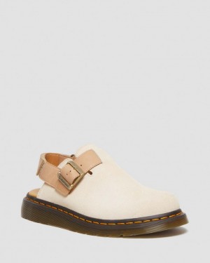 Dr Martens Jorge II Suede & Leather Slingback Mules Dame Beige Beige | 71290-SFIW