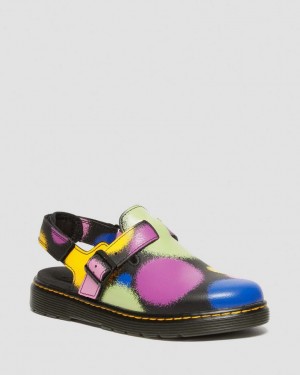 Dr Martens Jorgie Haze Hydro Leather Slingback Mules Barn Svarte | 08639-ZQDO