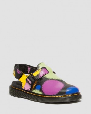 Dr Martens Jorgie Haze Hydro Leather Slingback Mules Barn Svarte | 29546-XQHY