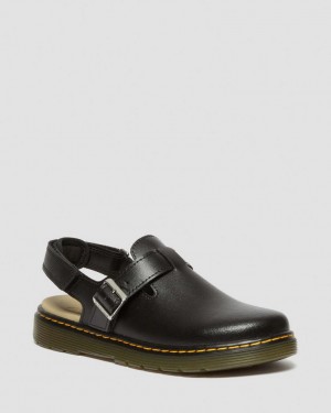 Dr Martens Jorgie Leather Slingback Mules Barn Svarte | 40128-KEFY