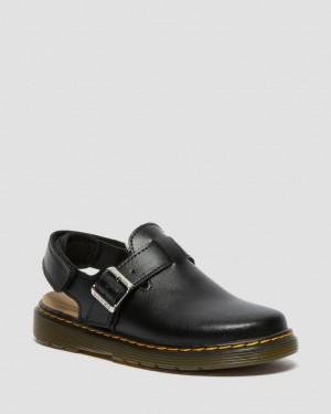 Dr Martens Jorgie Leather Slingback Mules Barn Svarte | 78562-TAWX