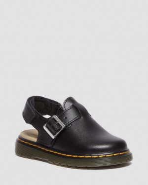 Dr Martens Jorgie Leather Slingback Mules Barn Svarte | 96380-FQEP