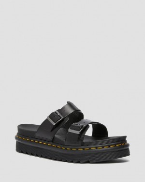 Dr Martens Myles Brando Leather Buckle Sandaler Dame Svarte | 01254-GXUF