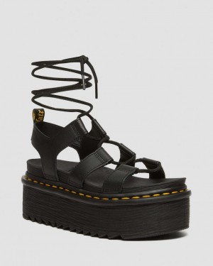 Dr Martens Nartilla Athena Leather Gladiator Platform Sandaler Dame Svarte | 89246-QXZK