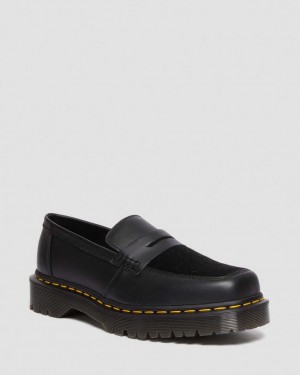 Dr Martens Penton Bex Square Toe Hair-On & Leather Loafers Dame Svarte | 39756-TDEJ