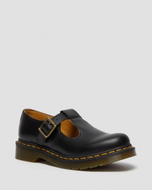 Dr Martens Polley Smooth Leather Mary Jane Sko Dame Svarte | 34725-VFWO