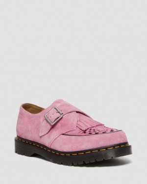 Dr Martens Ramsey Suede Kiltie Buckle Platform Sko Dame Rosa | 12836-NIQZ