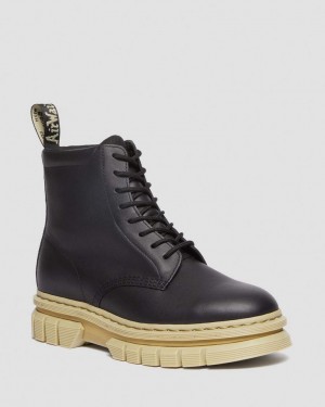 Dr Martens Rikard Contrast Sole Platform Støvletter Dame Svarte | 12579-LBWO