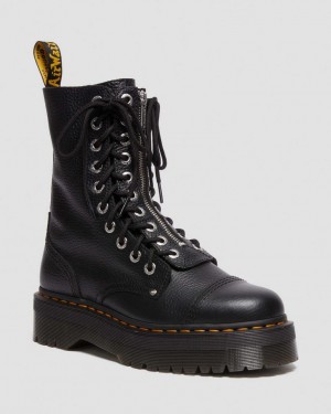 Dr Martens Sinclair Hi Milled Nappa Leather Platform Støvler Dame Svarte | 20763-HOBU