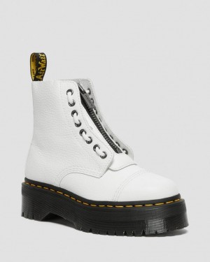 Dr Martens Sinclair Milled Nappa Leather Platform Støvler Dame Hvite | 61794-POGL