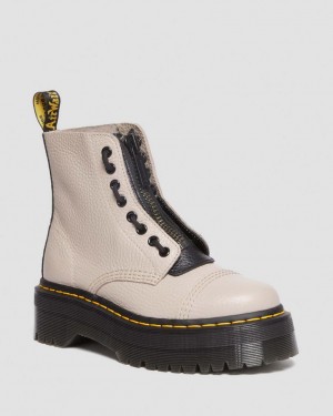 Dr Martens Sinclair Milled Nappa Leather Platform Støvler Dame Grå Brune | 70695-TAJK