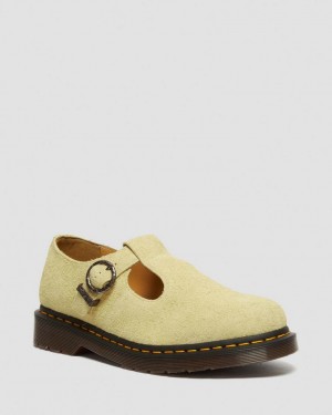 Dr Martens T-Bar Suede Mary Jane Sko Dame Gul | 34695-OYGL