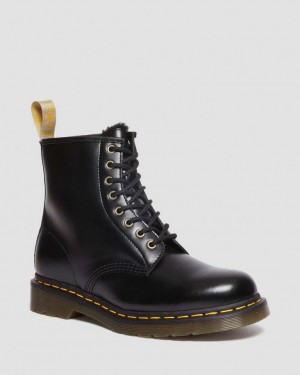 Dr Martens Vegan 1460 Faux Fur Lined Støvletter Dame Svarte | 10876-XCZF