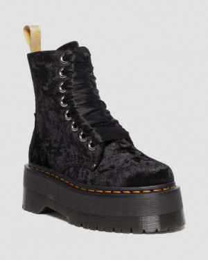 Dr Martens Vegan Jadon Boot Max Crushed Velvet Støvletter Dame Svarte | 84075-BZJI