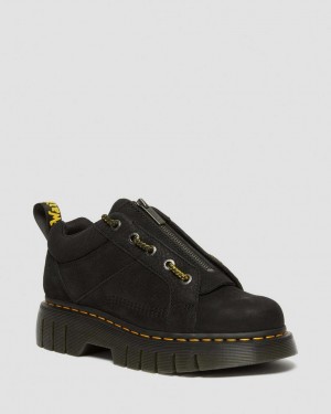 Dr Martens Woodard Tumbled Nubuck Leather Low Fritidsstøvler Dame Svarte | 03892-TVYI