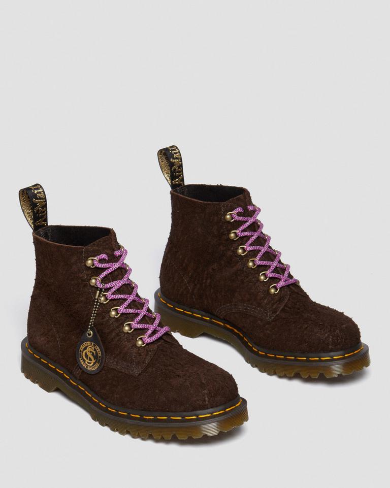 Dr Martens 101 Made in England Hardware Suede Støvletter Dame Mørke Brune | 40761-ARLY