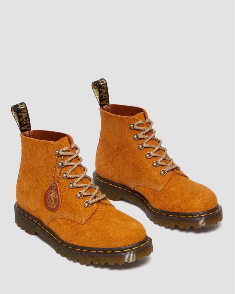 Dr Martens 101 Made in England Hardware Suede Støvletter Dame Gul | 69045-HUKY