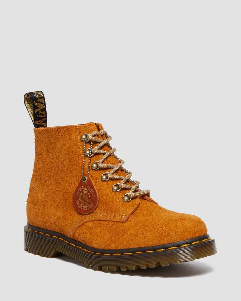 Dr Martens 101 Made in England Hardware Suede Støvletter Dame Gul | 69045-HUKY