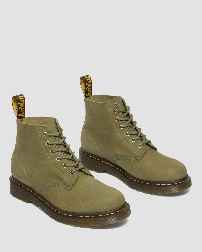 Dr Martens 101 Tumbled Nubuck Leather Støvletter Dame Olivengrønne | 01624-IULM