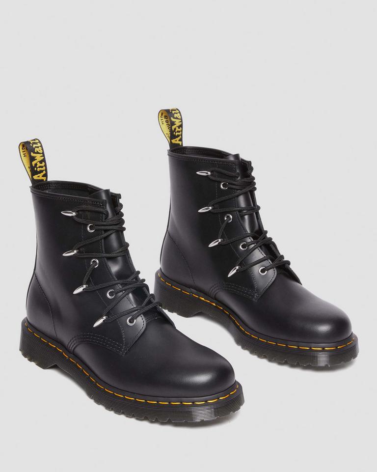 Dr Martens 1460 Alien Hardware Leather Støvletter Dame Svarte | 50294-XZNL