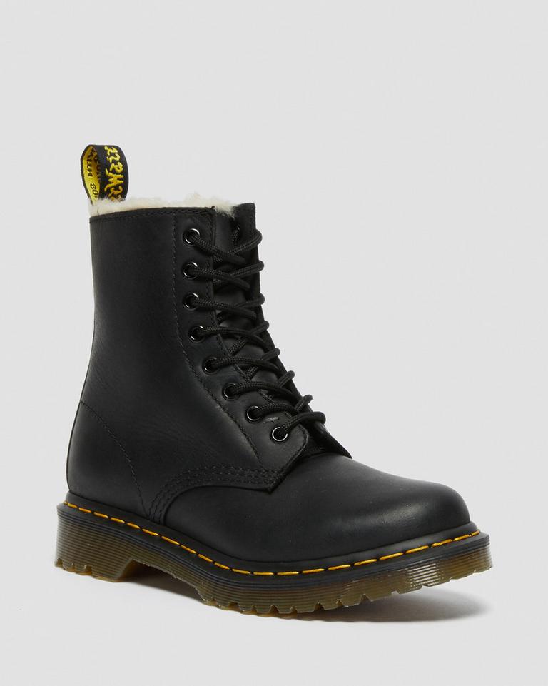 Dr Martens 1460 Faux Fur Lined Vinterstøvler Dame Svarte | 64703-AJKF