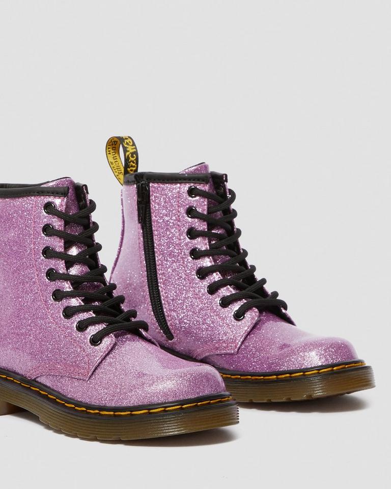 Dr Martens 1460 Glitter Snørestøvletter Barn Mørke Rosa | 49783-PVQK