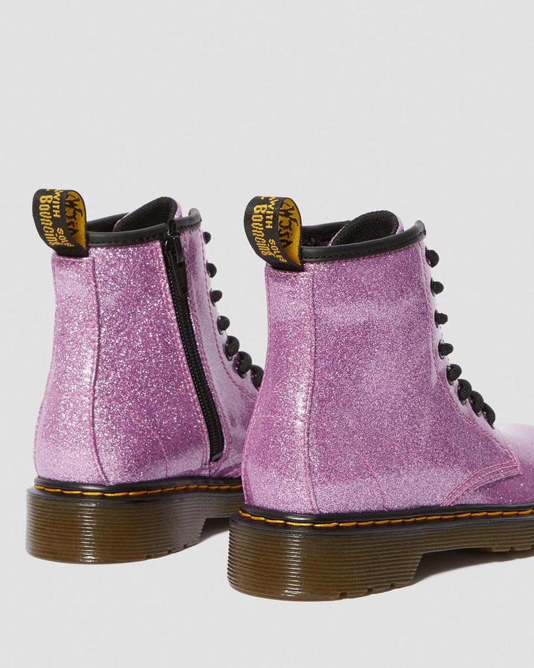 Dr Martens 1460 Glitter Snørestøvletter Barn Mørke Rosa | 49783-PVQK