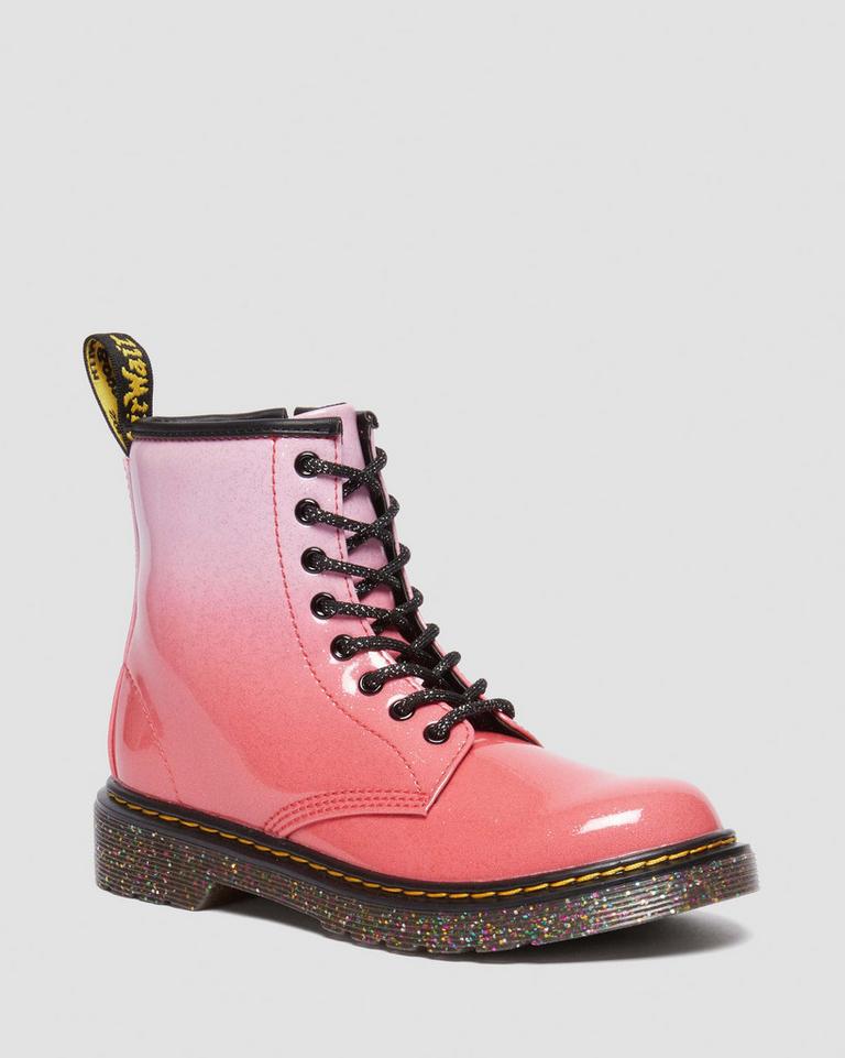 Dr Martens 1460 Gradient Glitter Leather Snørestøvletter Barn Rosa | 75032-LMKG