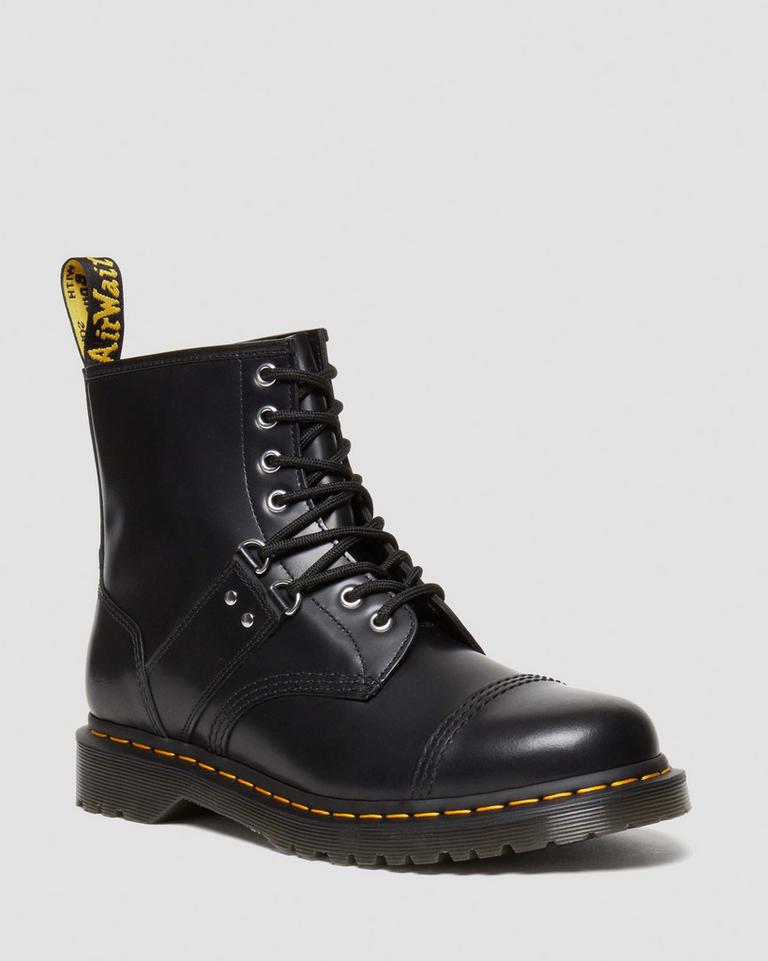 Dr Martens 1460 Hardware Polished Smooth Leather Støvletter Dame Svarte | 69712-ETSB