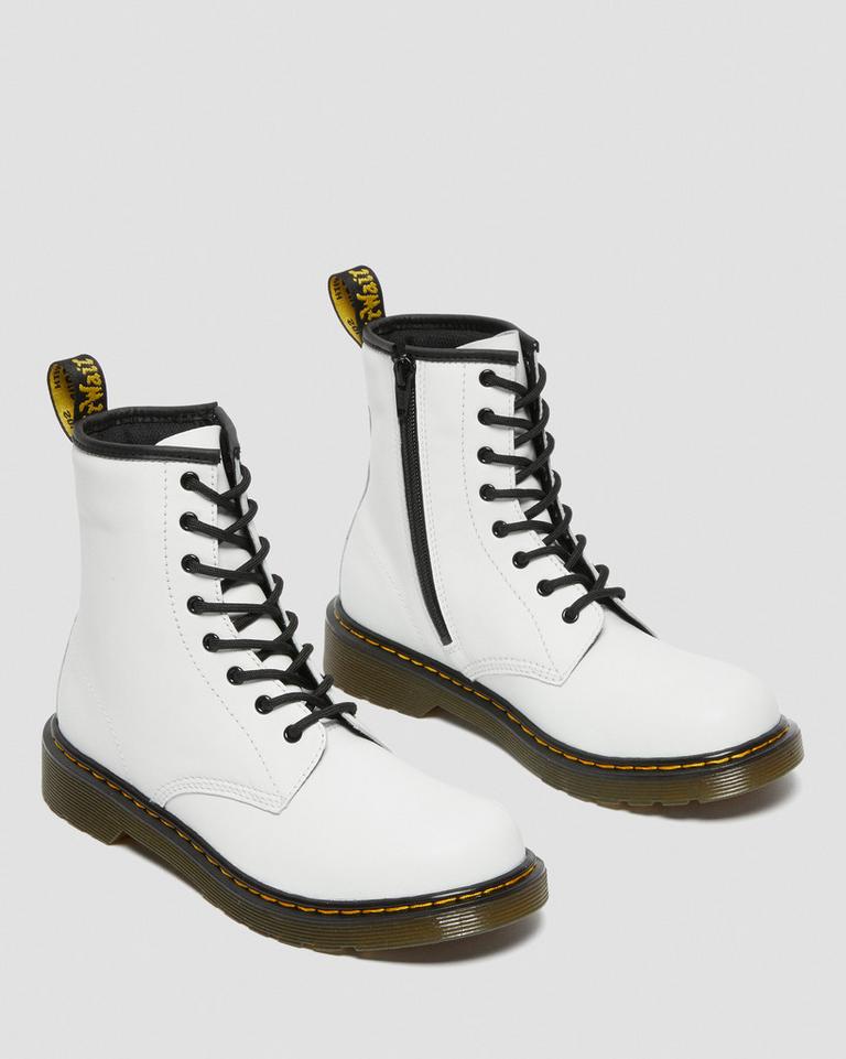 Dr Martens 1460 Leather Snørestøvletter Barn Hvite | 02975-YVJS