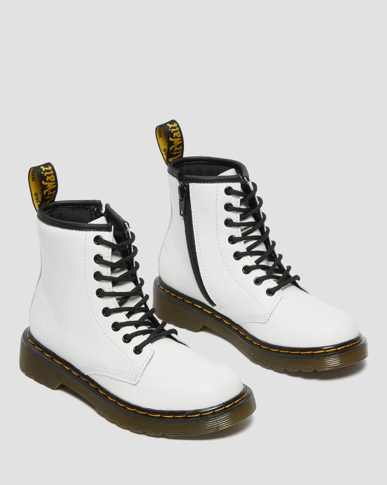 Dr Martens 1460 Leather Snørestøvletter Barn Hvite | 89204-NBGF