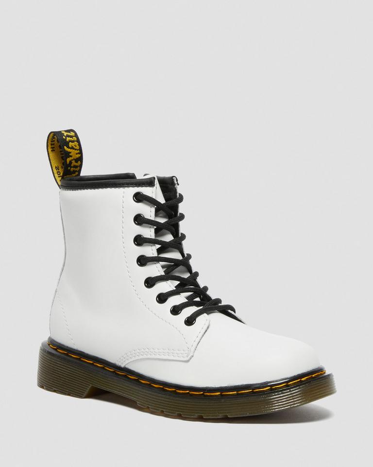 Dr Martens 1460 Leather Snørestøvletter Barn Hvite | 89204-NBGF