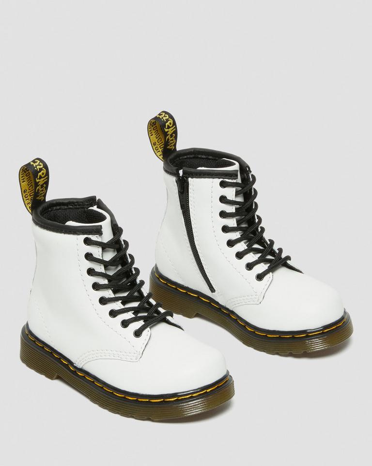 Dr Martens 1460 Leather Snørestøvletter Barn Hvite | 49207-ZASF