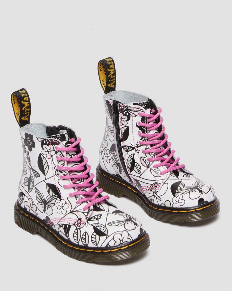 Dr Martens 1460 Meadow Print Leather Snørestøvletter Barn Hvite | 28069-WLUE