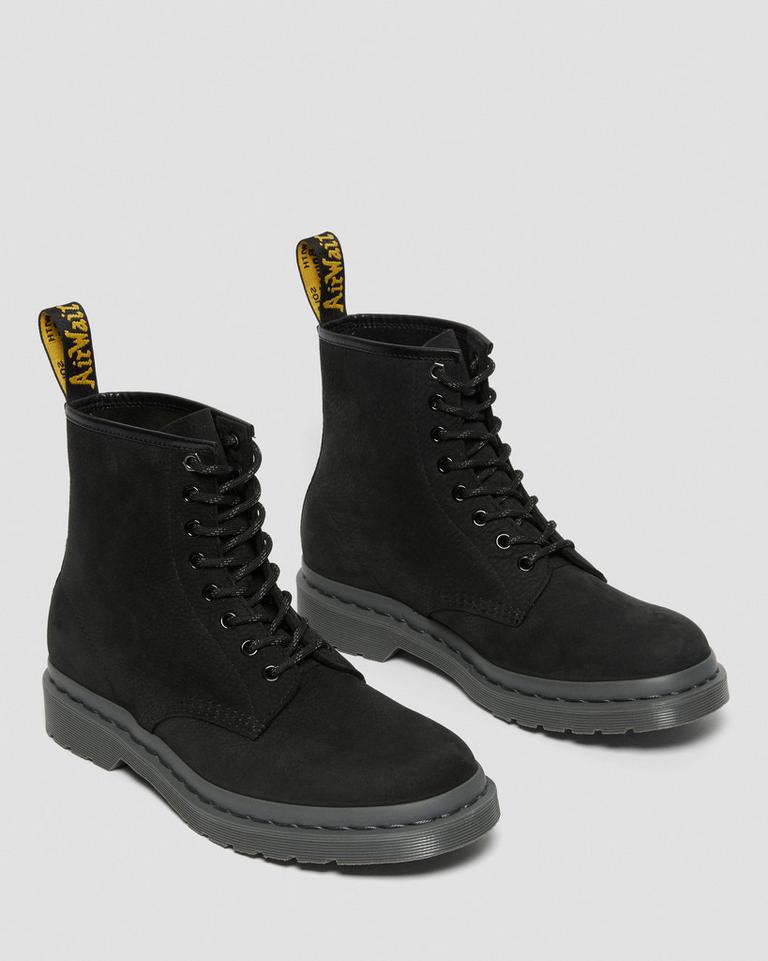 Dr Martens 1460 Mono Milled Nubuck Leather Støvletter Dame Svarte | 46097-EZKN