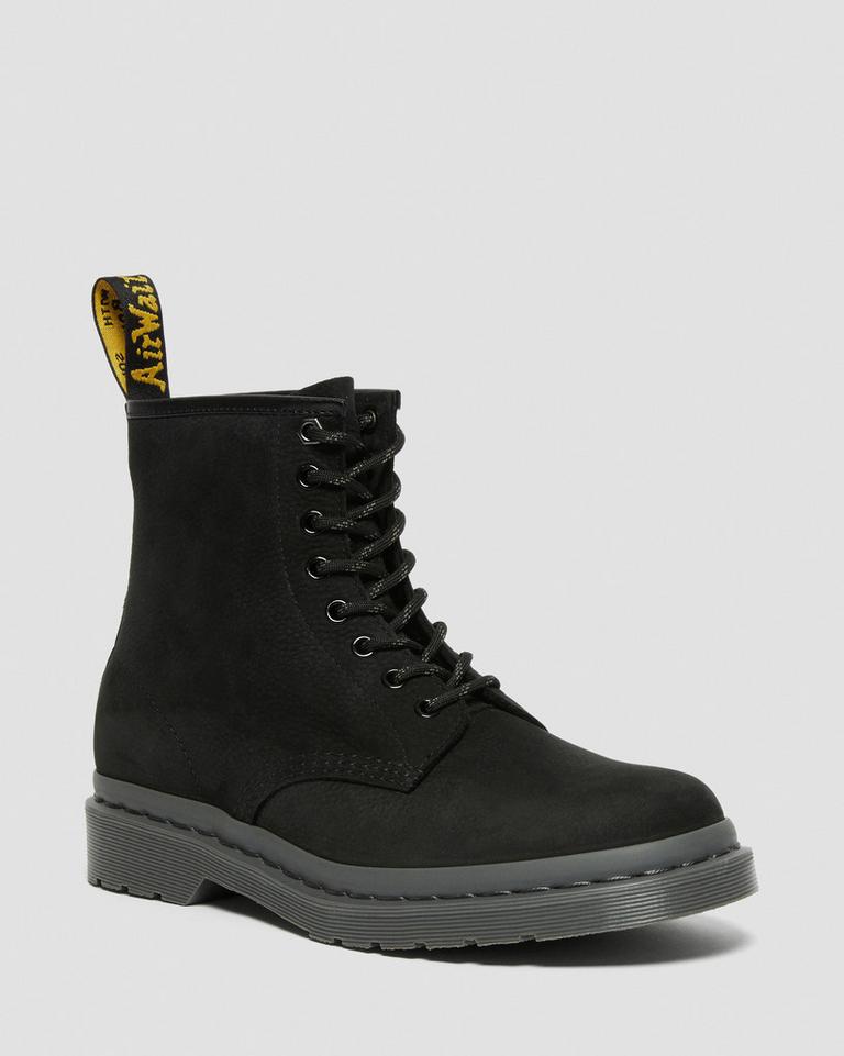 Dr Martens 1460 Mono Milled Nubuck Leather Støvletter Dame Svarte | 46097-EZKN