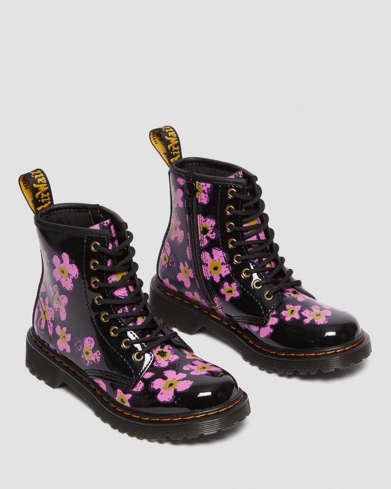 Dr Martens 1460 Pansy Patent Leather Snørestøvletter Barn Svarte | 68705-LZHI