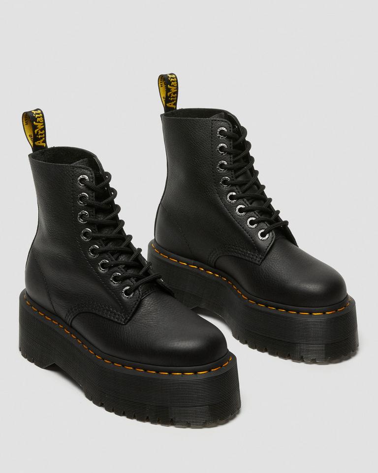 Dr Martens 1460 Pascal Max Leather Platform Støvler Dame Svarte | 42657-PSRB