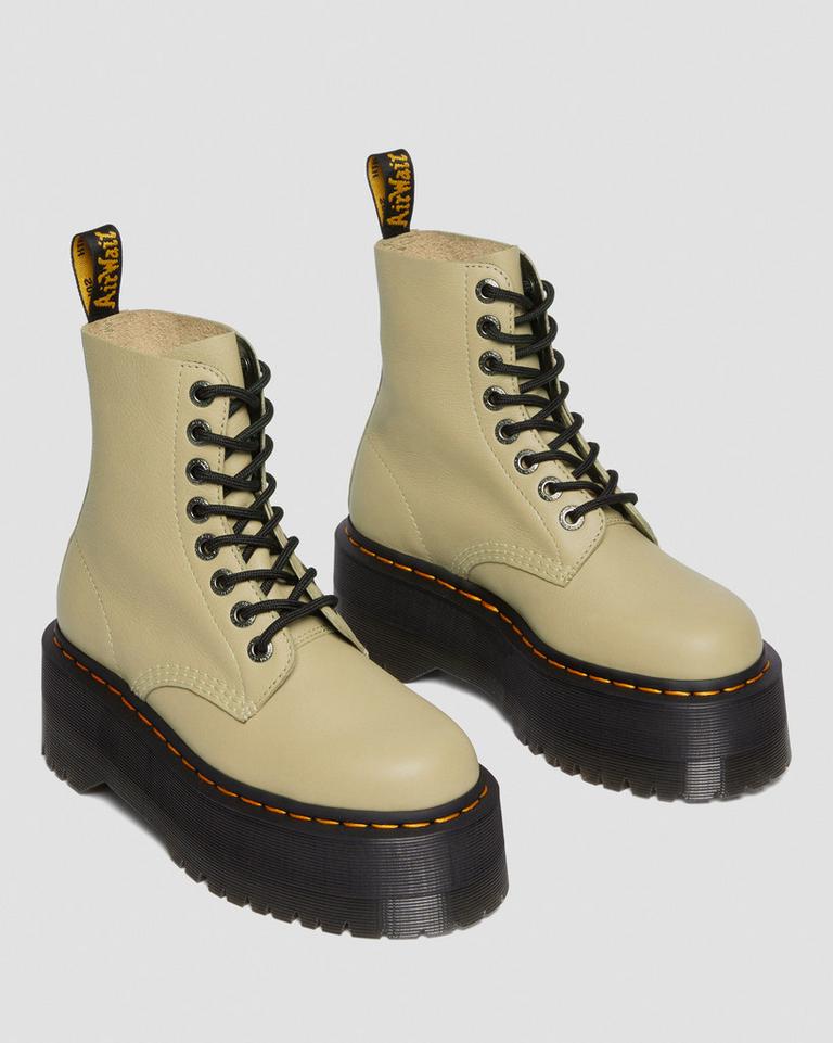 Dr Martens 1460 Pascal Max Leather Platform Støvler Dame Olivengrønne | 98275-PASH