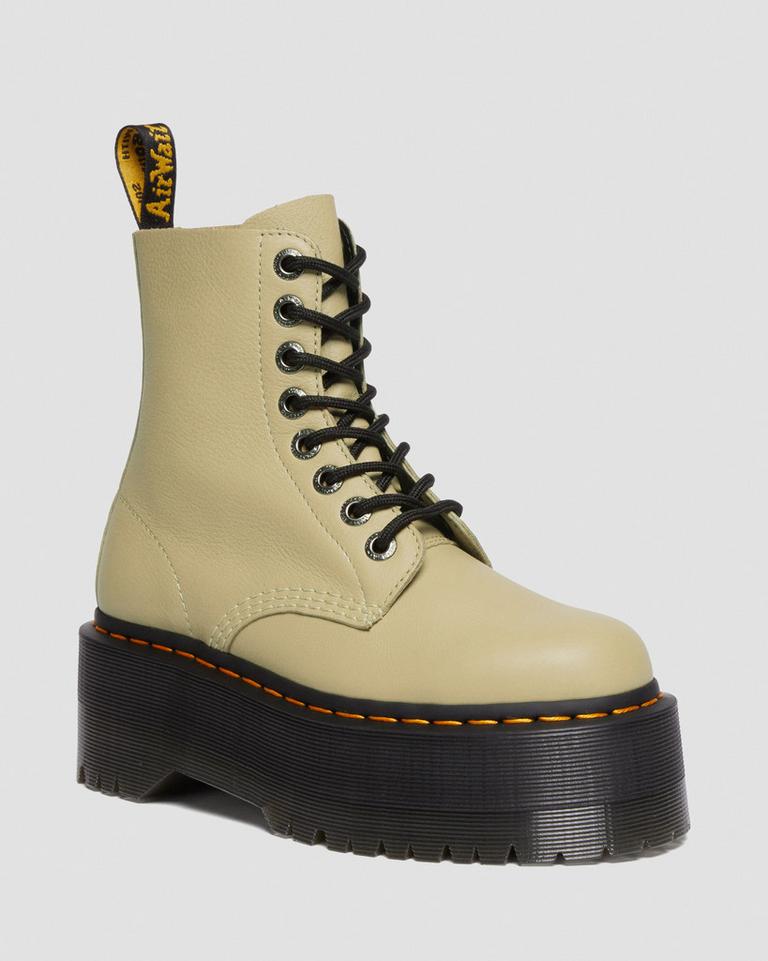 Dr Martens 1460 Pascal Max Leather Platform Støvler Dame Olivengrønne | 98275-PASH