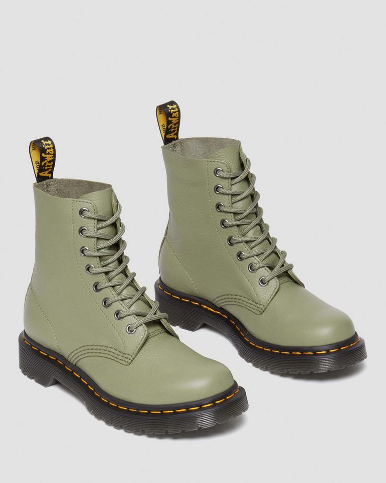 Dr Martens 1460 Pascal Virginia Leather Støvletter Dame Olivengrønne | 57160-DNLR