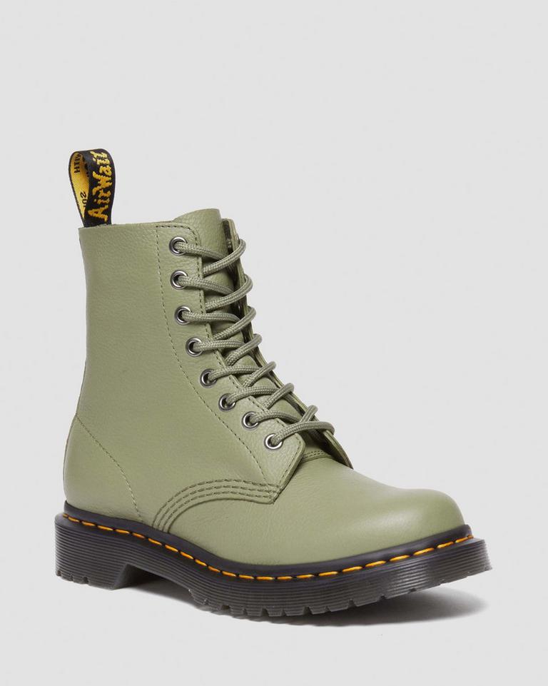 Dr Martens 1460 Pascal Virginia Leather Støvletter Dame Olivengrønne | 57160-DNLR