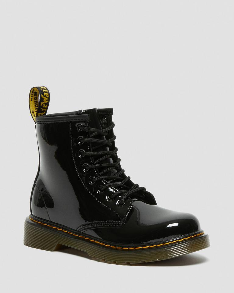 Dr Martens 1460 Patent Leather Snørestøvletter Barn Svarte | 57206-XQLT