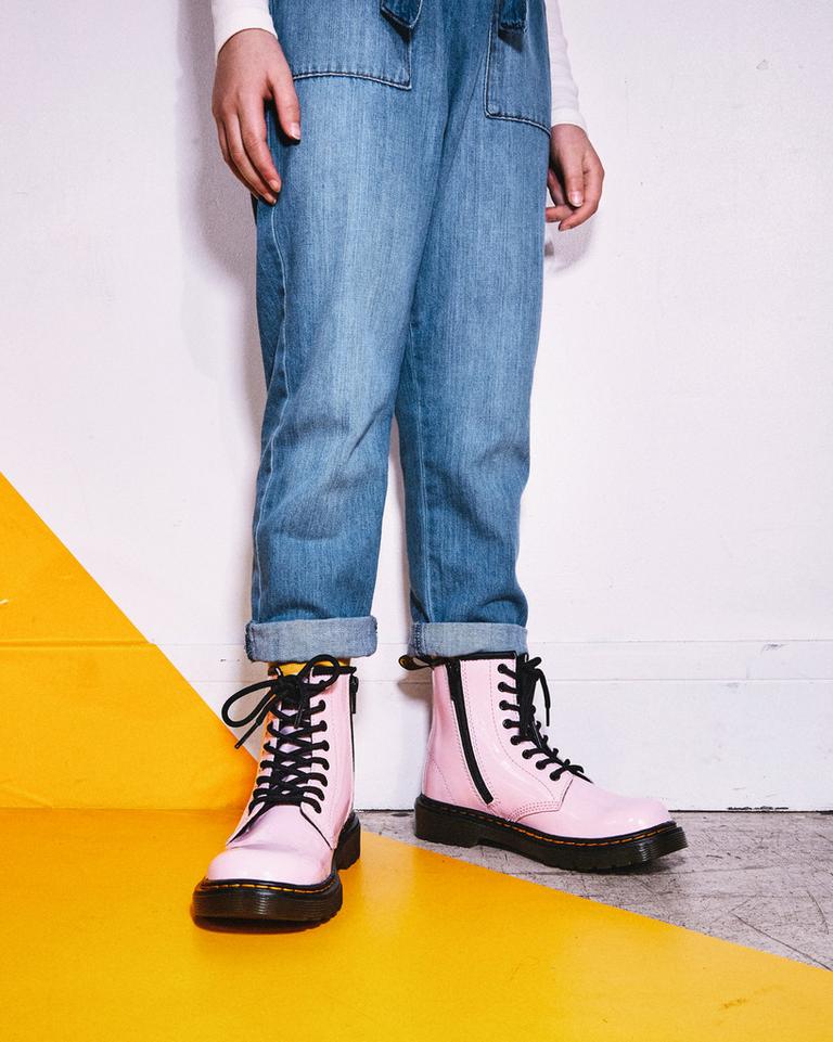 Dr Martens 1460 Patent Leather Snørestøvletter Barn Rosa | 42613-RQOJ