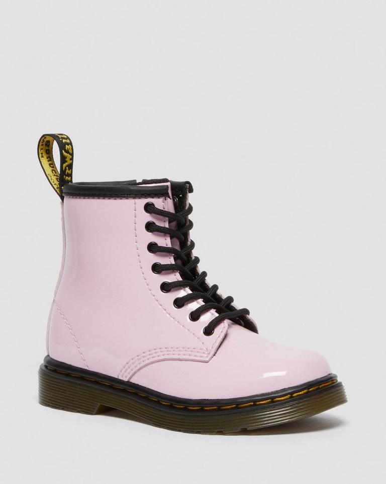 Dr Martens 1460 Patent Leather Snørestøvletter Barn Rosa | 54120-KVPW