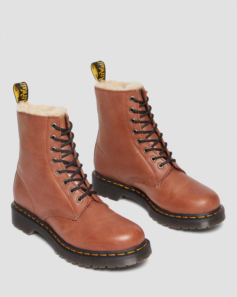 Dr Martens 1460 Serena Faux Fur-Lined Leather Vinterstøvler Dame Brune | 86270-YPJT