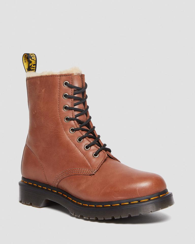 Dr Martens 1460 Serena Faux Fur-Lined Leather Vinterstøvler Dame Brune | 86270-YPJT