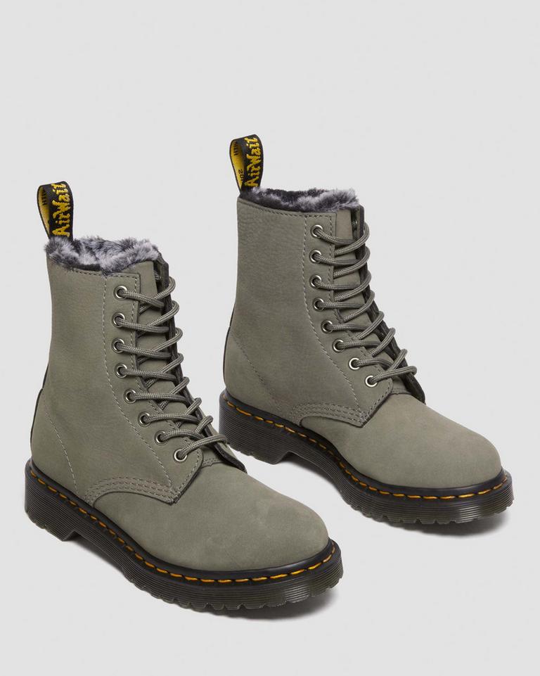 Dr Martens 1460 Serena Faux Fur Lined Nubuck Vinterstøvler Dame Grå | 73458-LXPE