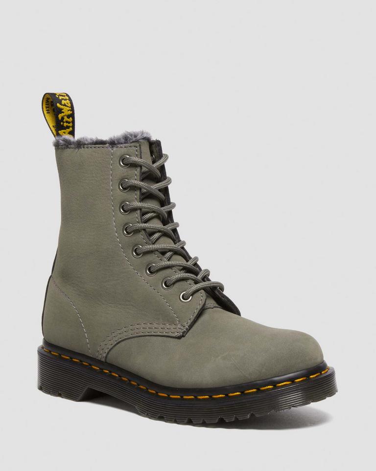 Dr Martens 1460 Serena Faux Fur Lined Nubuck Vinterstøvler Dame Grå | 73458-LXPE