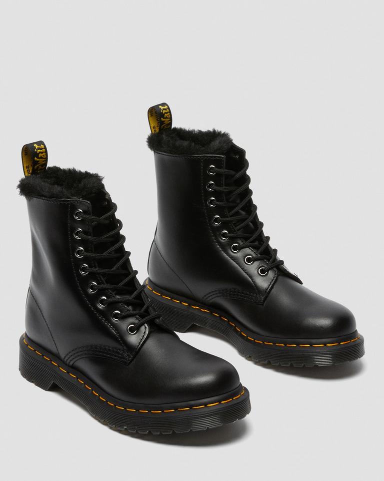 Dr Martens 1460 Serena Faux Fur Lined Vinterstøvler Dame Mørke Grå | 37829-MPXH